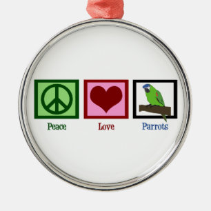 Peace Love Parrots Metal Tree Decoration