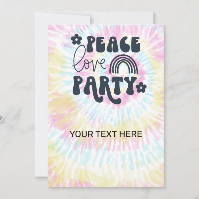 Peace Love Party Birthday Invitation  (Front)