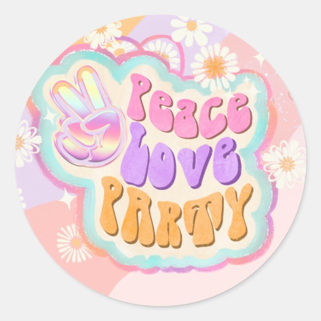 peace love party classic round sticker (Front)