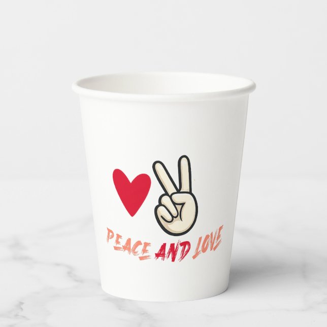 Peace Love Party Cups | 8oz Disposable Paper Cups  (Back)
