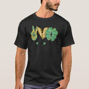 Peace Love Patty's Day Hand Hearts Shamrock St Pat T-Shirt