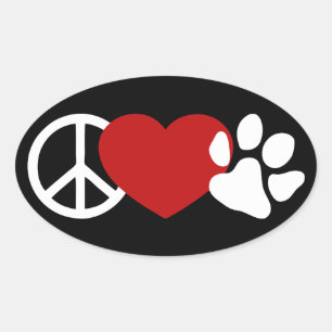 Peace-Love-Paw Oval Sticker
