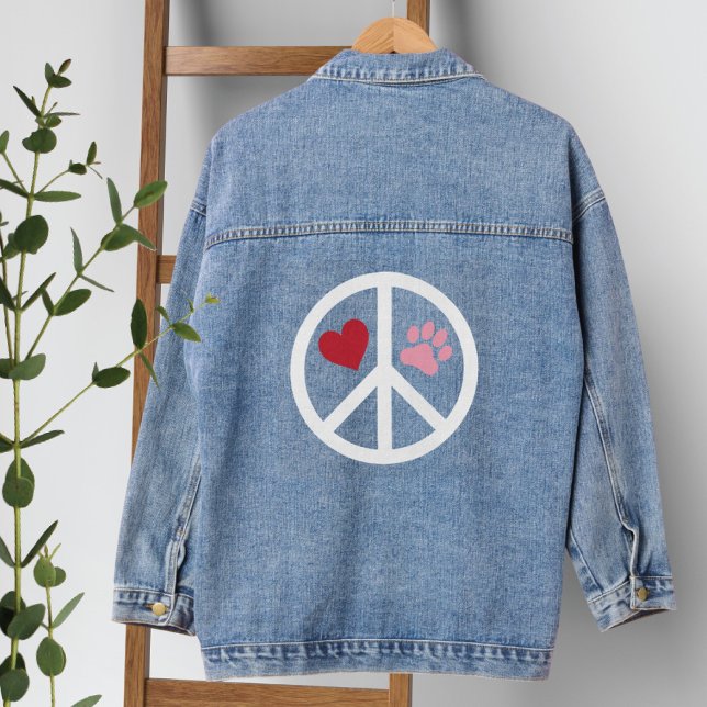 Peace Love Paw Print Denim Jacket (Creator Uploaded)