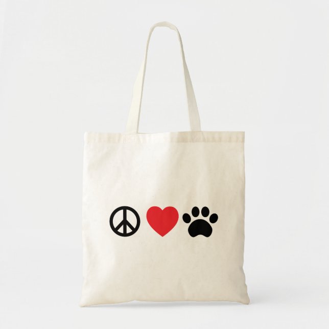 Peace Love Paw Tote Bag (Front)