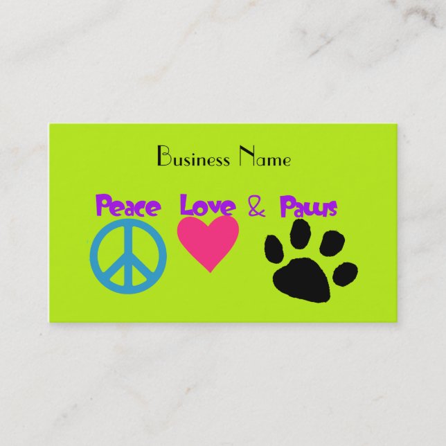 Peace Love & Paws Business Card (Front)