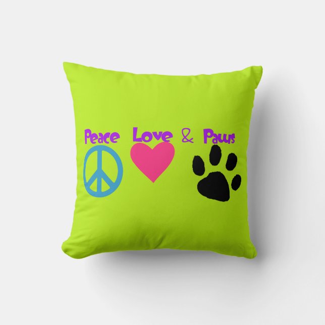 Peace Love & Paws Cushion (Front)