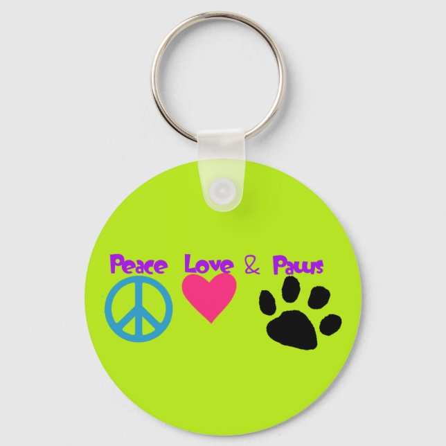 Peace Love & Paws Key Ring (Front)