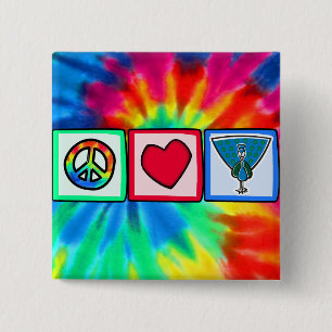 Peace, Love, Peacocks 15 Cm Square Badge