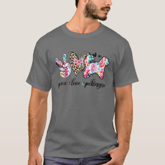 Peace Love Pekingese Dog Lovers Happy Animal Vibes T-Shirt