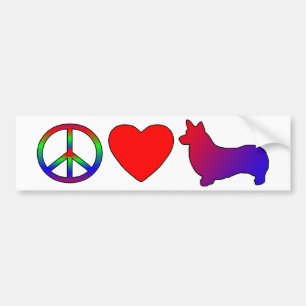 Peace Love Pembroke Welsh Corgis Bumper Sticker