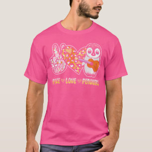 Peace Love Penguin Playing Acoustic Guitar Instrum T-Shirt