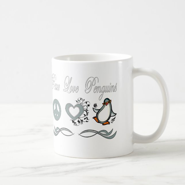 Peace Love Penguins Coffee Mug (Right)