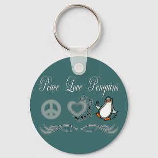Peace Love Penguins Key Ring