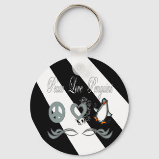 Peace Love Penguins Key Ring