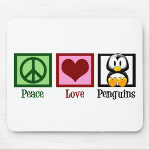 Peace Love Penguins Mouse Pad