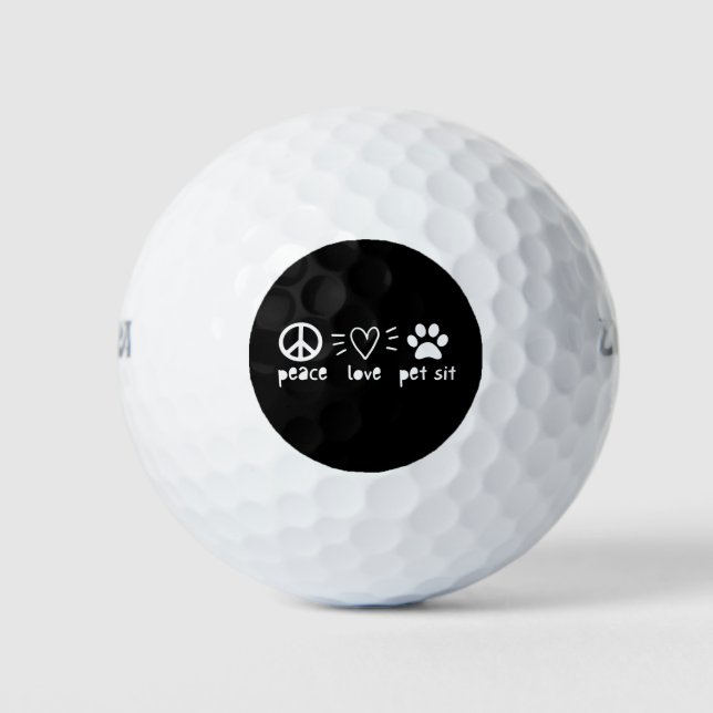 Peace Love Pet Sit Golf Balls (Front)