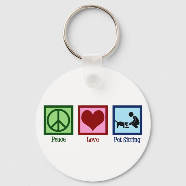 Peace Love Pet Sitting Dog Walking Service Key Ring (Front)