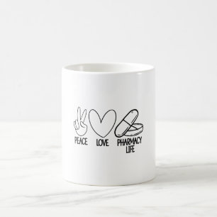 Peace Love Pharmacy Life Tech Pharmacist Medicine Coffee Mug