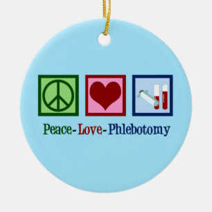 Peace Love Phlebotomy Ceramic Tree Decoration