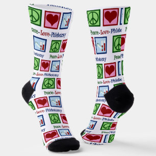 Peace Love Phlebotomy Cute Phlebotomist Socks