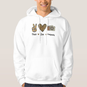 Peace Love Photography Camera Photographer Cameram Hoodie
