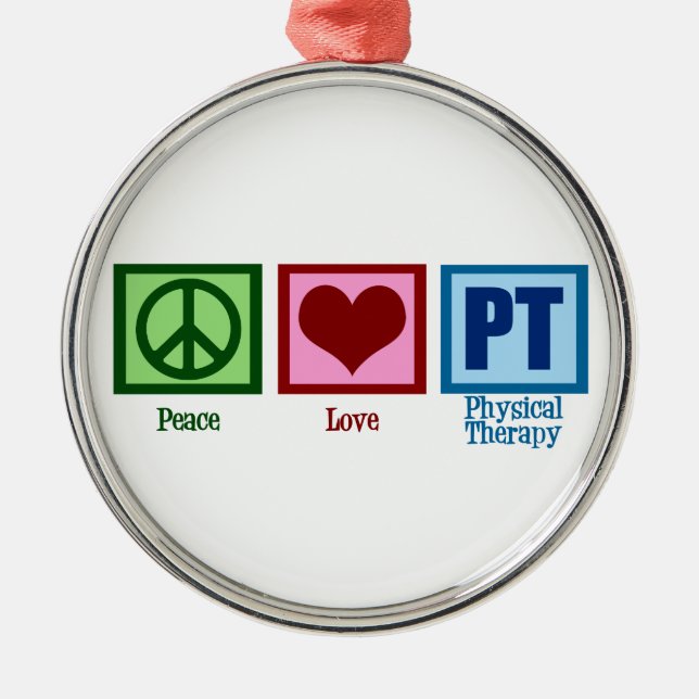 Peace Love Physical Therapist Metal Tree Decoration (Front)