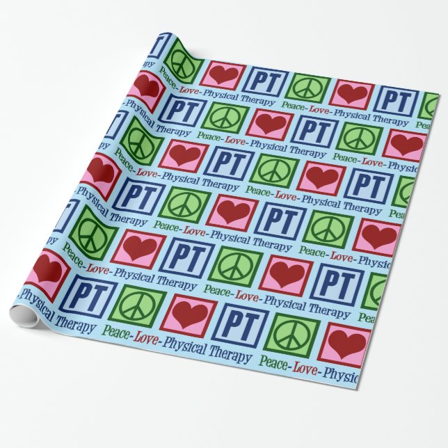 Peace Love Physical Therapy Christmas Wrapping Paper (Unrolled)