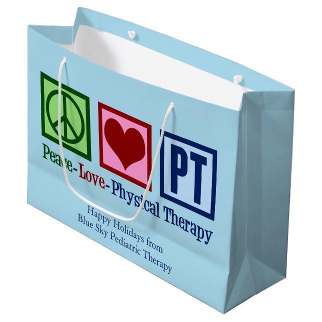Peace Love Physical Therapy Custom PT Large Gift Bag (Front Angled)