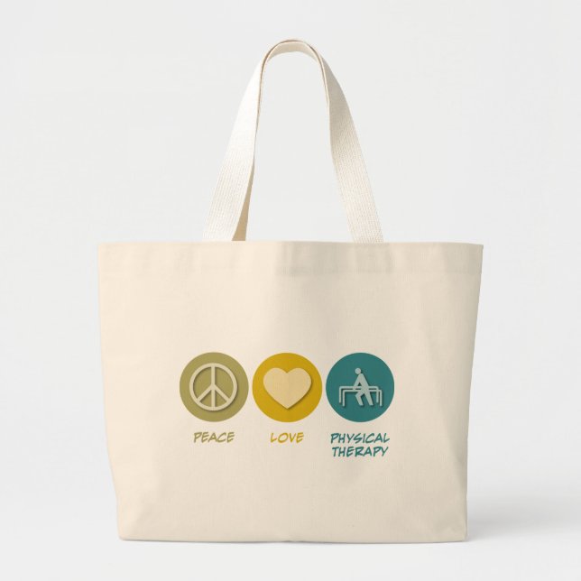 Peace Love Physical Therapy Large Tote Bag (Front)