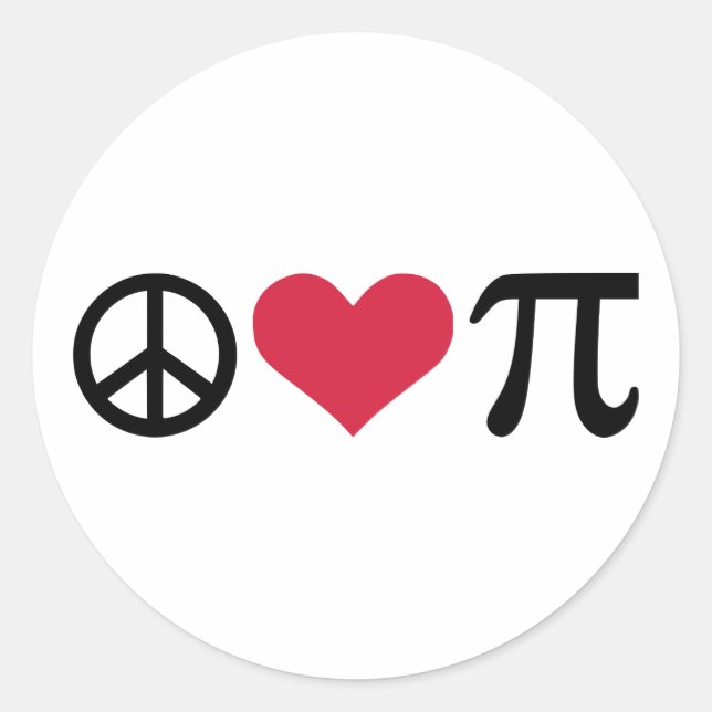 Peace, Love & Pi Classic Round Sticker (Front)