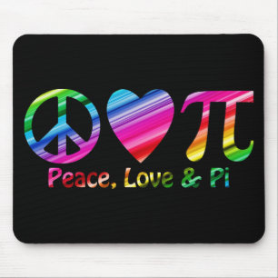 Peace, Love, Pi Rainbow Mouse Pad