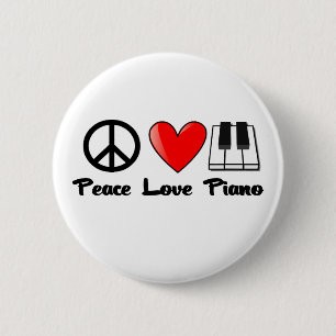 Peace, Love, Piano 6 Cm Round Badge