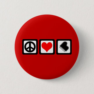 Peace love piano 6 cm round badge