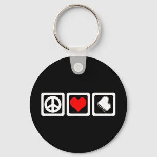 Peace love piano key ring