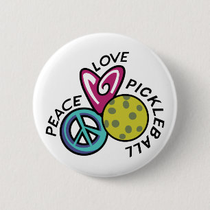 Peace Love Pickleball 6 Cm Round Badge