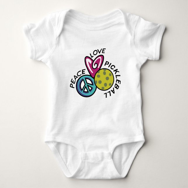 Peace Love Pickleball Baby Bodysuit (Front)