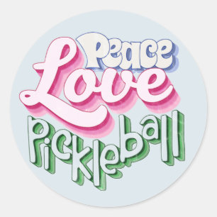Peace Love Pickleball Classic Round Sticker