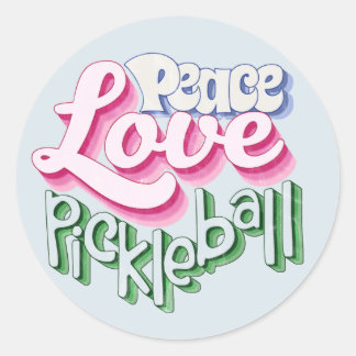Peace Love Pickleball Classic Round Sticker