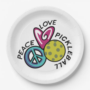 Peace Love Pickleball Paper Plate