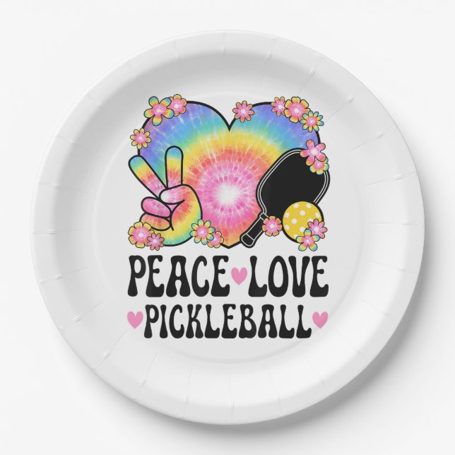 Peace Love Pickleball Paper Plate (Front)