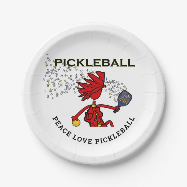 PEACE  LOVE  PICKLEBALL  Paper Plates (Front)