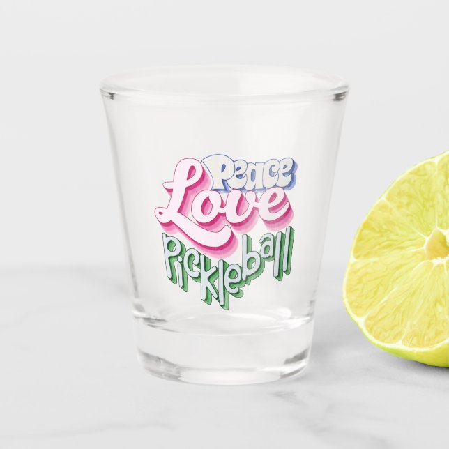 Peace Love Pickleball Shot Glass (Front)