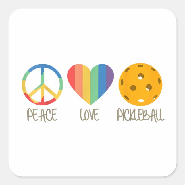 Peace Love Pickleball  Square Sticker (Front)
