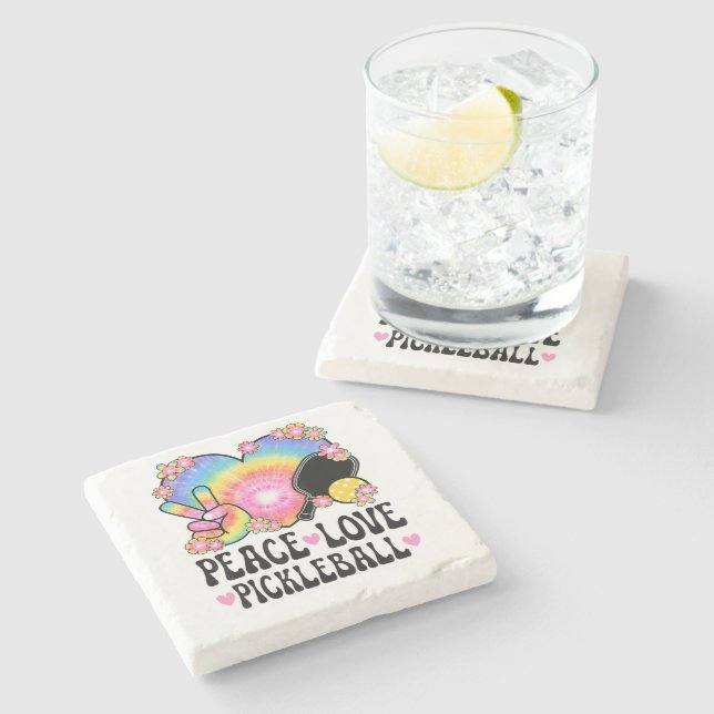 Peace Love Pickleball Stone Coaster (Side)