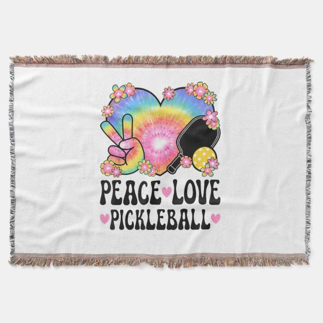 Peace Love Pickleball Throw Blanket (Front)