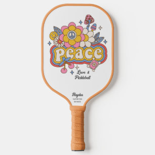 Peace Love & Pickleball Word Art Custom Text Name Paddle