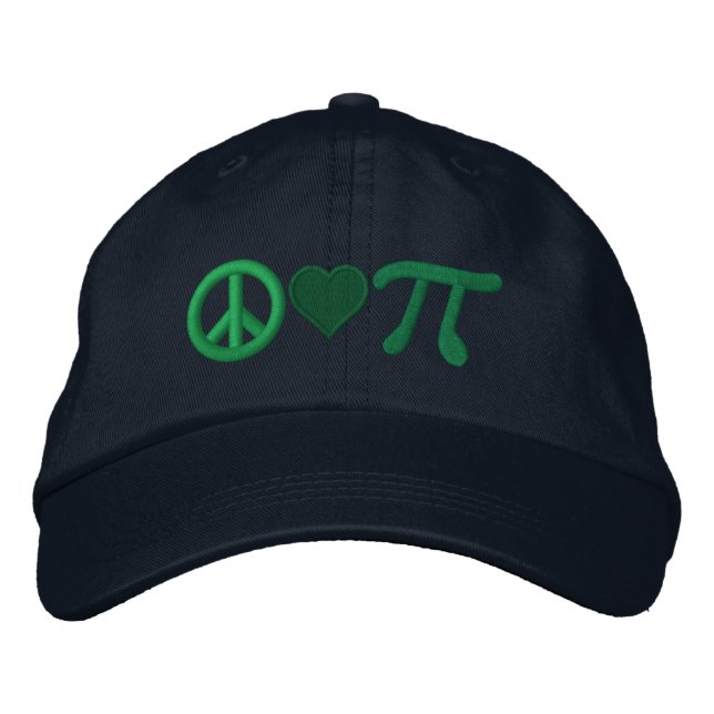 Peace Love Pie as in Pi Embroidered Hat (Front)