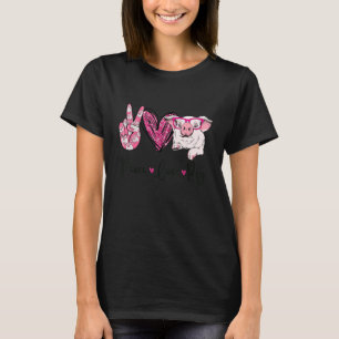 Peace Love Pig Farmer Women Gifts Hand Sign Heart T-Shirt