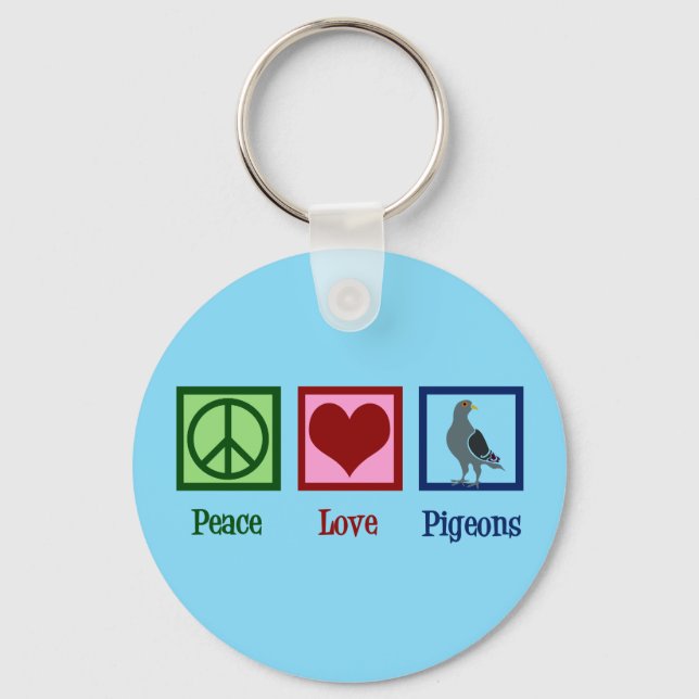 Peace Love Pigeons Key Ring (Front)