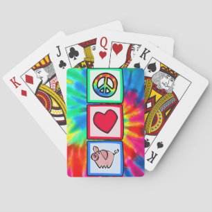 Peace, Love, Pigs Playing Cards